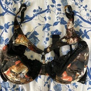 Black flowered Bralette 36C